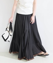 ウォッシャブル / コットンレーヨンボイルマチ入りスカート