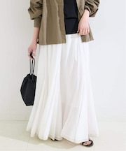 ウォッシャブル / コットンレーヨンボイルマチ入りスカート