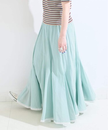 ウォッシャブル / コットンレーヨンボイルマチ入りスカート