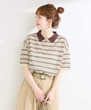 手洗い可 / マルチボーダーシアープルオーバー