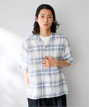 ヨーロッパリネン100% オープン半袖シャツ