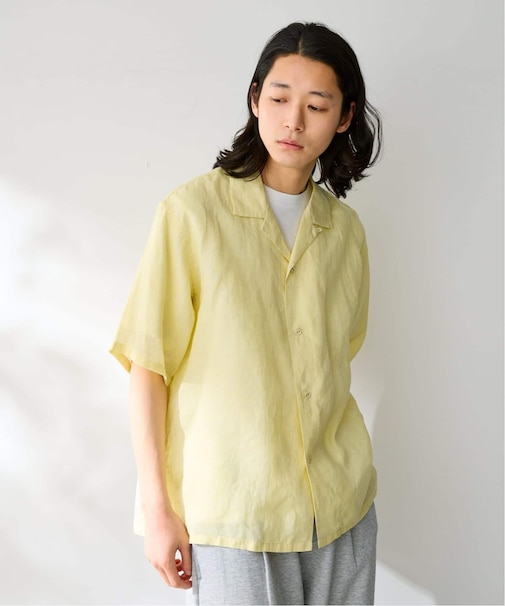 ヨーロッパリネン100% オープン半袖シャツ