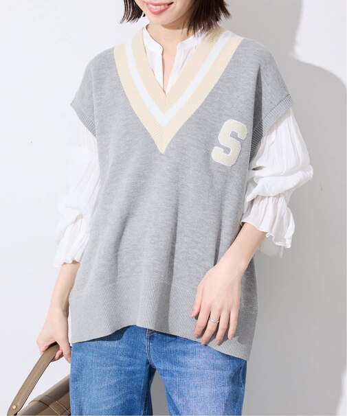 サガラ刺繍レタードベスト