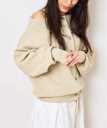 2WAYワイドネックルーズKNIT CARDIGAN TOPS：ニット