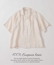 ヨーロッパリネン100% オープン半袖シャツ