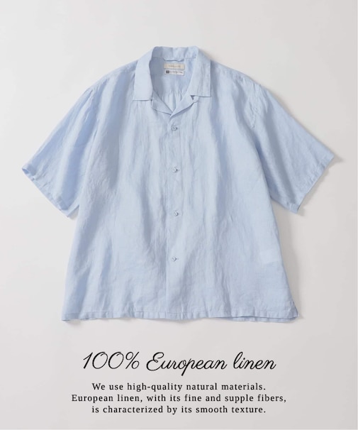 ヨーロッパリネン100% オープン半袖シャツ