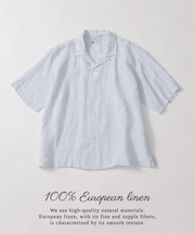 ヨーロッパリネン100% オープン半袖シャツ