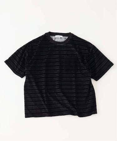 ベロア ボーダー ポケットTシャツ