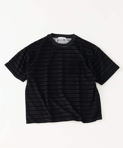 ベロア ボーダー ポケットTシャツ