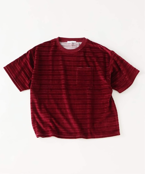 ベロア ボーダー ポケットTシャツ