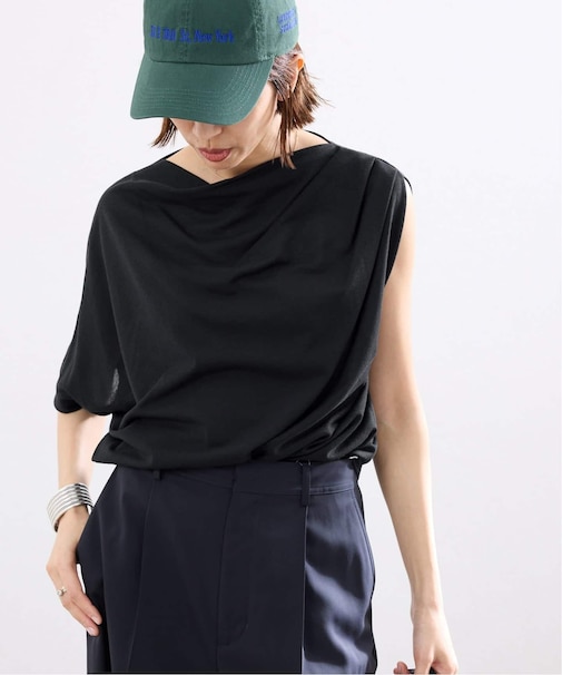 HAKUJI/ハクジ crepe jersey asym T Tシャツ H232617