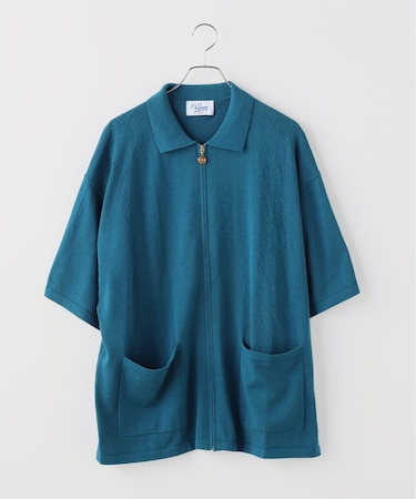 KEBOZ BALL KNIT ZIP UP SHIRT
