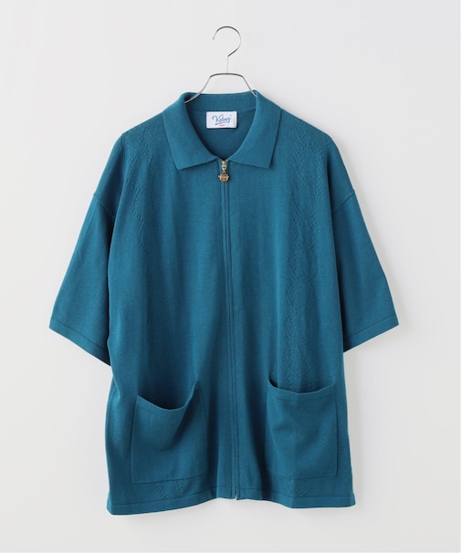KEBOZ BALL KNIT ZIP UP SHIRT