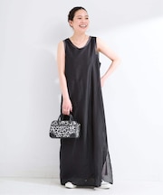 《2枚セット》《S/Mサイズ展開》接触冷感/シアー&ソリッドタンクワンピセット
