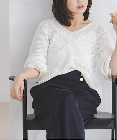 《追加》【洗える】ペーパーヤーンVネック プルオーバー