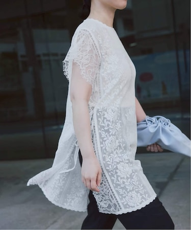 Lace layered チュニックブラウス