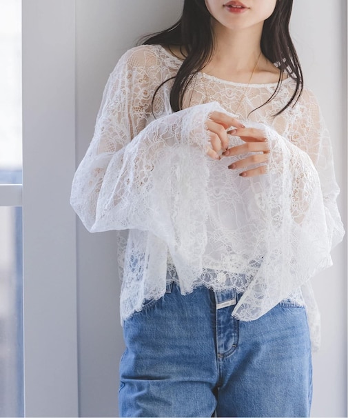 【洗える】エンブロイダリーレースブラウス