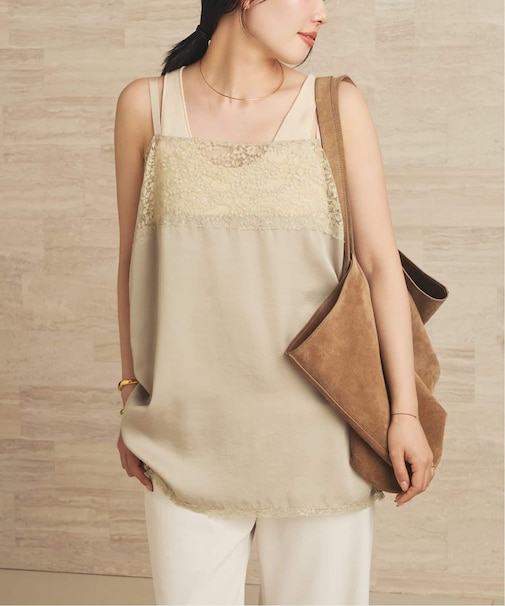 Linen mix lace キャミソール