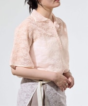 《一部店舗限定/手洗い可》フラワージャガード シャツプルオーバー