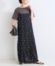 《2点セット》手洗い可 / ドット刺繍ワンピースセット