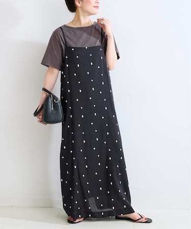 《2点セット》手洗い可 / ドット刺繍ワンピースセット