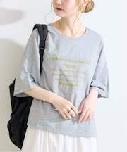 手洗い可 / ハーフスリーブオーガンジーロゴ刺繍TEE