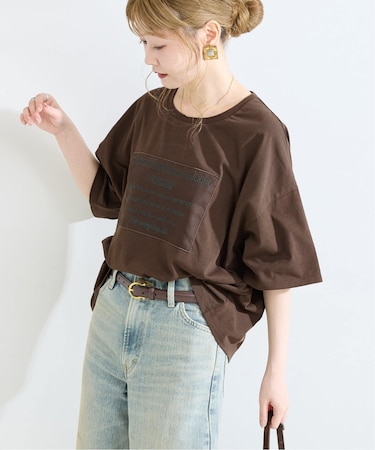 手洗い可 / ハーフスリーブオーガンジーロゴ刺繍TEE