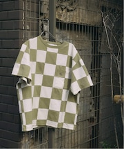 CHAMPION / チャンピオン 別注  パッチワーク チェッカーフラッグ Tシャツ