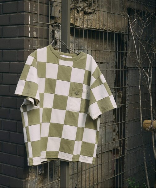 CHAMPION / チャンピオン 別注 パッチワーク チェッカーフラッグ Tシャツ
