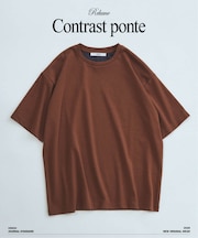 コントラスト クルーネック ポンチTシャツ
