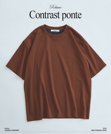 コントラスト クルーネック ポンチTシャツ