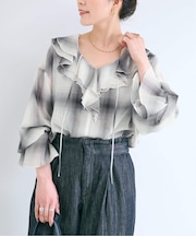 手洗い可 / SHEER CHECK FRILL ブラウス