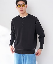 ANTS & ELEPHANTS 2TONE スウェットライクヘンリーネックニット