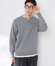 ANTS & ELEPHANTS 2TONE スウェットライクヘンリーネックニット