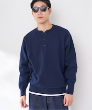 ANTS & ELEPHANTS 2TONE スウェットライクヘンリーネックニット