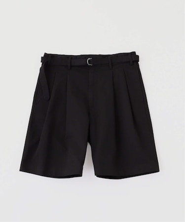 TWILL BELTED 2プリーツ ショーツ