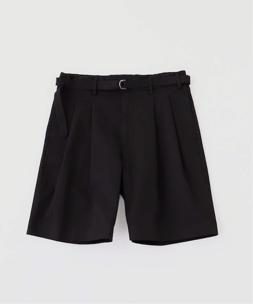 TWILL BELTED 2プリーツ ショーツ