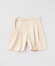 TWILL BELTED 2プリーツ ショーツ