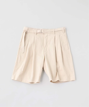 TWILL BELTED 2プリーツ ショーツ