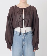 リネンメッシュ 2wayショートカーディガン