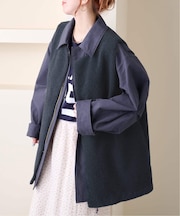【ZOZO先行販売】《2枚セット》Gleamy / グリーミー  ミリタリーコート+ボアベスト