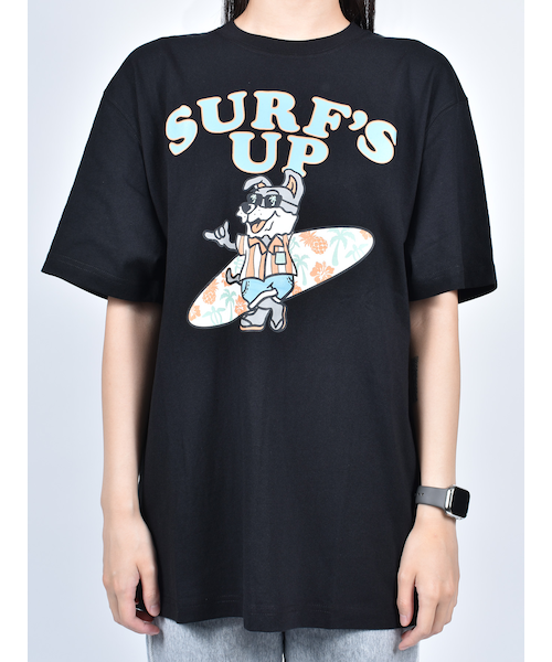 ショートスリーブトップ SURF'S UP】サーフドッグプリントTシャツ ショートスリーブTEE