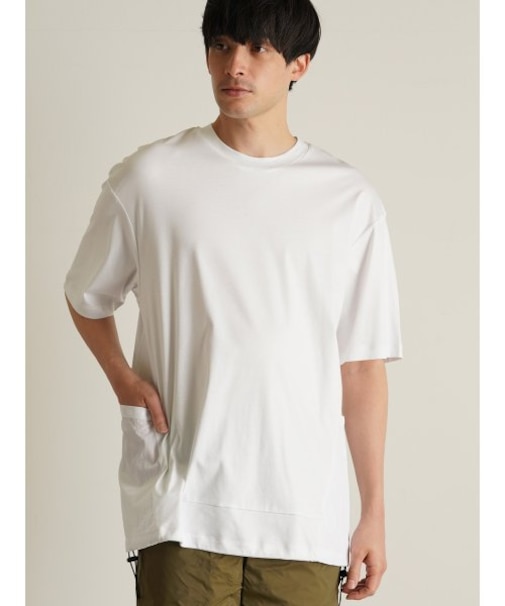 【TRANSITION】シルケットスムース天竺ナイロンワッシャー切り?替えPK TEE