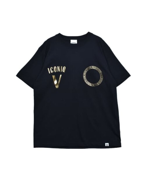 【ICONIQ】 V ゴールド箔プリント ショートスリーブ TEE
