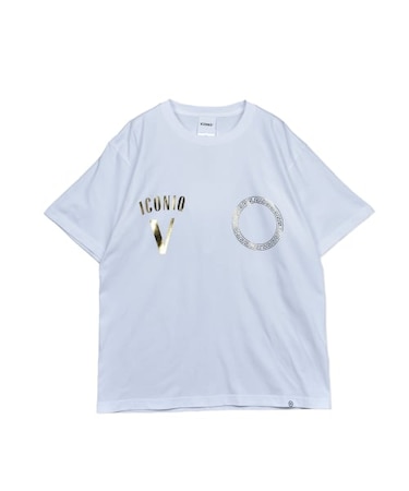 【ICONIQ】 V ゴールド箔プリント ショートスリーブ TEE