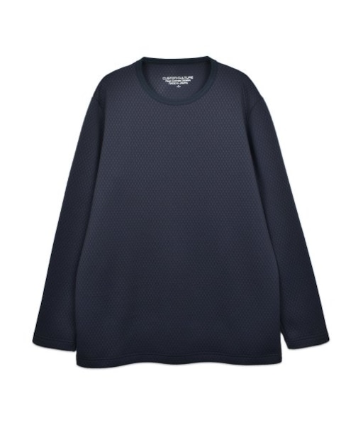 【Custom Culture】キルト風ダイヤ柄ジャガードロングスリーブTシャツ ロンT