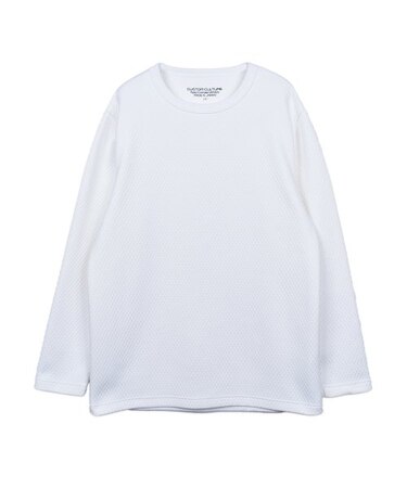 【Custom Culture】キルト風ダイヤ柄ジャガードロングスリーブTシャツ ロンT