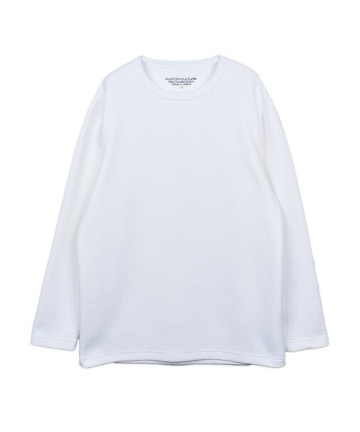 【Custom Culture】キルト風ダイヤ柄ジャガードロングスリーブTシャツ ロンT