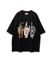 【CORISCO】 度詰め天竺キャットプリントTEE ネコプリント