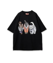 【CORISCO】 度詰め天竺アニマル前後プリントTEE ネコ イヌ プリント